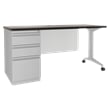 Hirsh Modern Metal Teacher's Desk. Arctic Silver/Weathered Charcoal