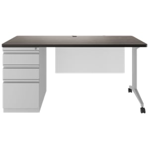 Hirsh Modern Metal Teacher's Desk. Arctic Silver/Weathered Charcoal