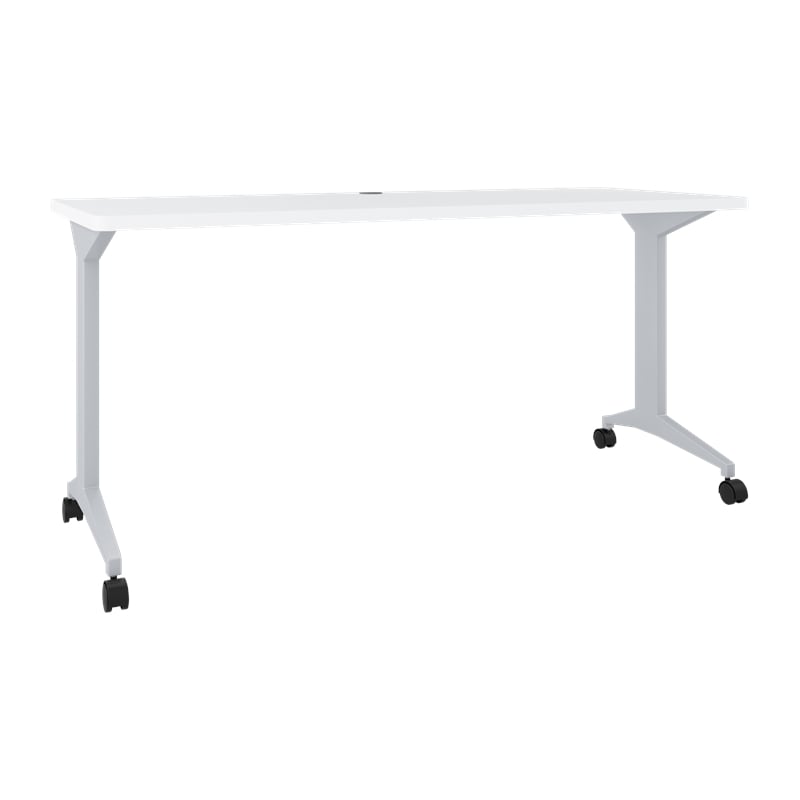 Hirsh Modern T-Leg Metal Table Desk. Arctic Silver/White