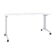Hirsh Modern T-Leg Metal Table Desk. Arctic Silver/White