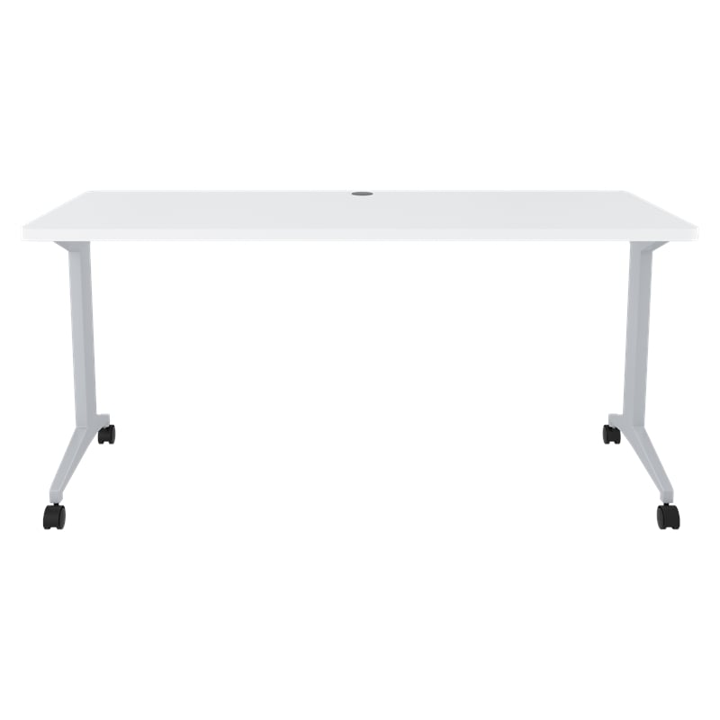 Hirsh Modern T-Leg Metal Table Desk. Arctic Silver/White