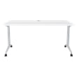 Hirsh Modern T-Leg Metal Table Desk. Arctic Silver/White