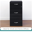 Space Solutions 18in Deep 3 Drawer Metal Organizer File Cabinet Black