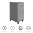 Space Solutions 3 Drawer Mobile Modern Metal File Cabinet in Artic Silver