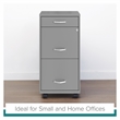 Space Solutions 3 Drawer Mobile Modern Metal File Cabinet in Artic Silver