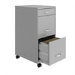 Space Solutions 3 Drawer Mobile Modern Metal File Cabinet in Artic Silver