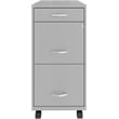 Space Solutions 3 Drawer Mobile Modern Metal File Cabinet in Artic Silver