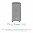 Space Solutions 3 Drawer Mobile Modern Metal File Cabinet in Artic Silver
