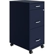 Space Solutions 18in Deep 3 Drawer Mobile Metal File Cabinet Navy