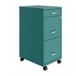 Space Solutions 18in Deep 3 Drawer Mobile Metal File Cabinet Teal/Turquoise