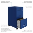 Space Solutions 18in Deep 3 Drawer Mobile Metal File Cabinet Classic Blue