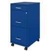 Space Solutions 18in Deep 3 Drawer Mobile Metal File Cabinet Classic Blue
