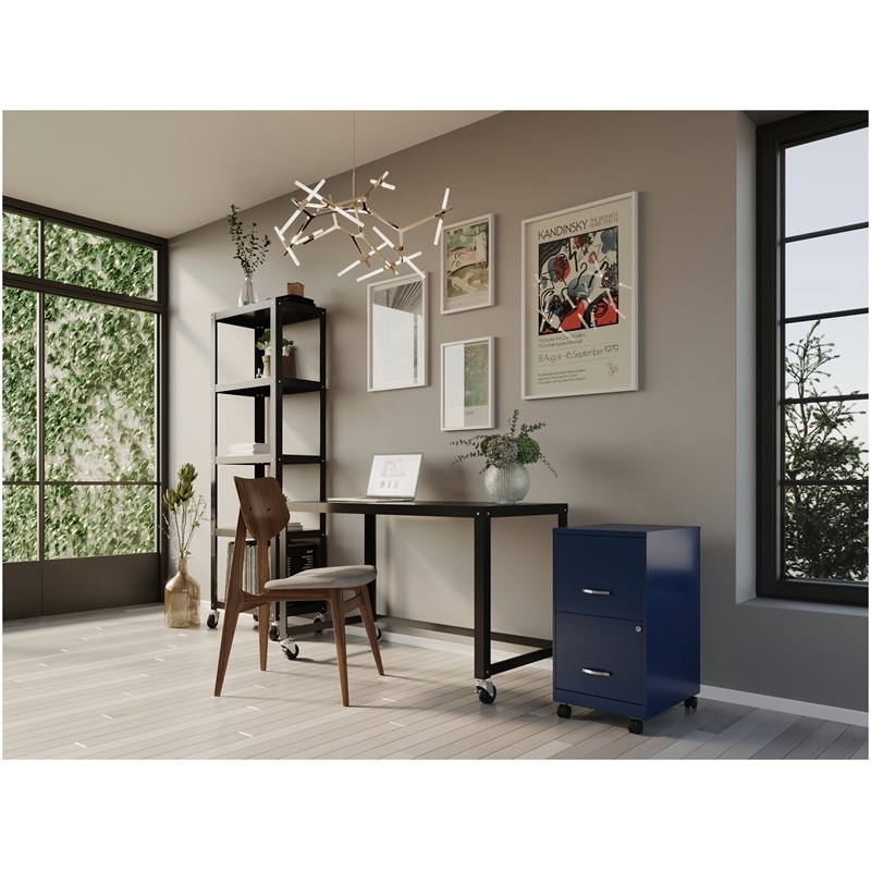 Space Solutions 18in 2 Drawer Metal Mobile Smart Vertical File Cabinet Navy