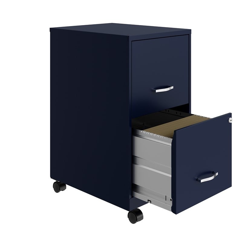 Space Solutions 18in 2 Drawer Metal Mobile Smart Vertical File Cabinet Navy