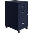 Space Solutions 18in 3 Drawer Metal Mobile Cabinet Ball Bearing Slide Navy
