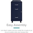 Space Solutions 18in 3 Drawer Metal Mobile Cabinet Ball Bearing Slide Navy