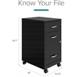 Space Solutions 18in 3 Drawer Metal Mobile Cabinet Ball Bearing Slide Black