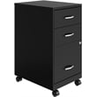 Space Solutions 18in 3 Drawer Metal Mobile Cabinet Ball Bearing Slide Black