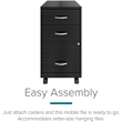 Space Solutions 18in 3 Drawer Metal Mobile Cabinet Ball Bearing Slide Black