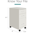Space Solutions 18in 3 Drawer Metal Mobile Cabinet Ball Bearing Slide White