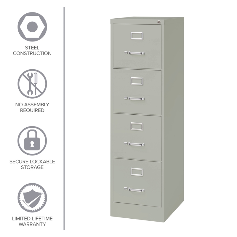 Hirsh 22-in Deep 4-Drawer Metal Letter Width Vertical File Cabinet Light Gray