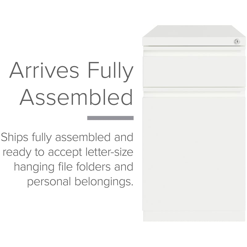 Hirsh 20-inch Deep Mobile Pedestal File 2 Drawer Metal Box Backpack White