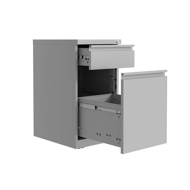 Hirsh 20inch Deep Mobile Pedestal File 2 Drawer Metal Box Backpack Arctic Silver