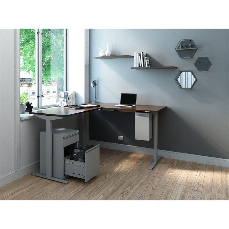 Hirsh 20inch Deep Mobile Pedestal File 2 Drawer Metal Box Backpack Arctic Silver