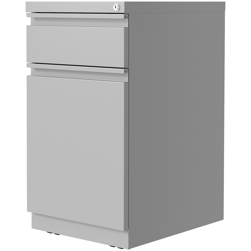 Hirsh 20inch Deep Mobile Pedestal File 2 Drawer Metal Box Backpack Arctic Silver