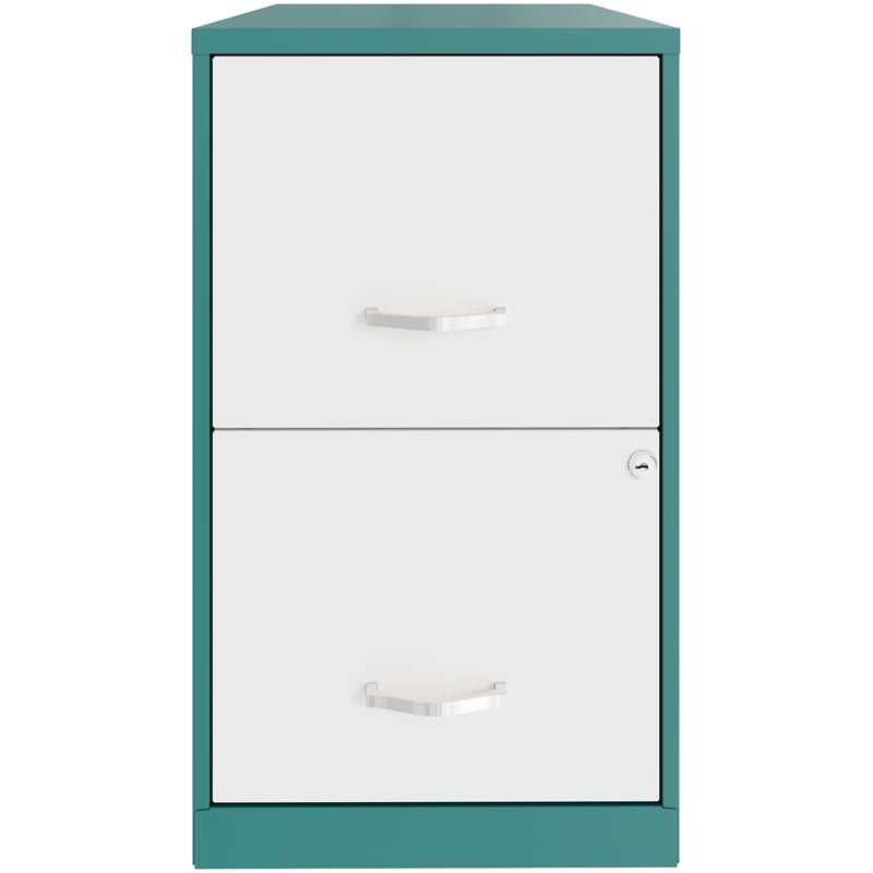 Space Solutions 18in Deep 3 Drawer Mobile Metal File Cabinet Teal