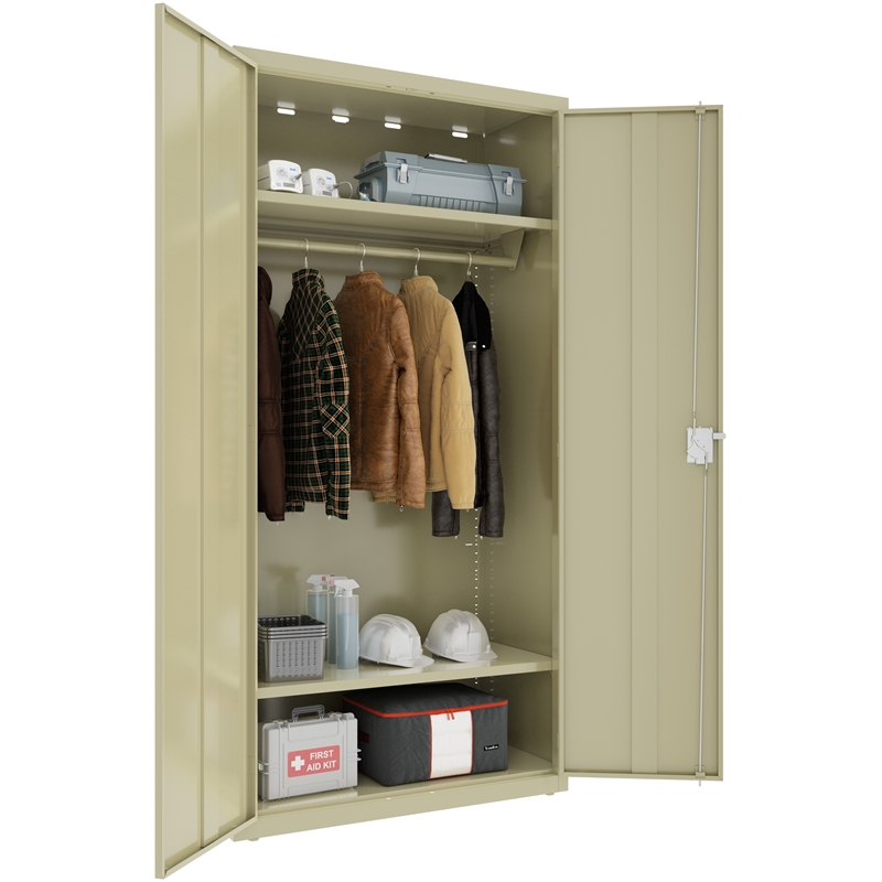 Hirsh Metal Wardrobe Cabinet 18in D x 36in W x 72in H Putty/Beige