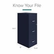 Space Solutions 3 Drawer Metal Vertical File Cabinet with Lock in Navy
