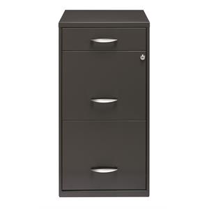 space solutions 18 inch 3 drawer metal file cabinet with pencil drawer charcoal