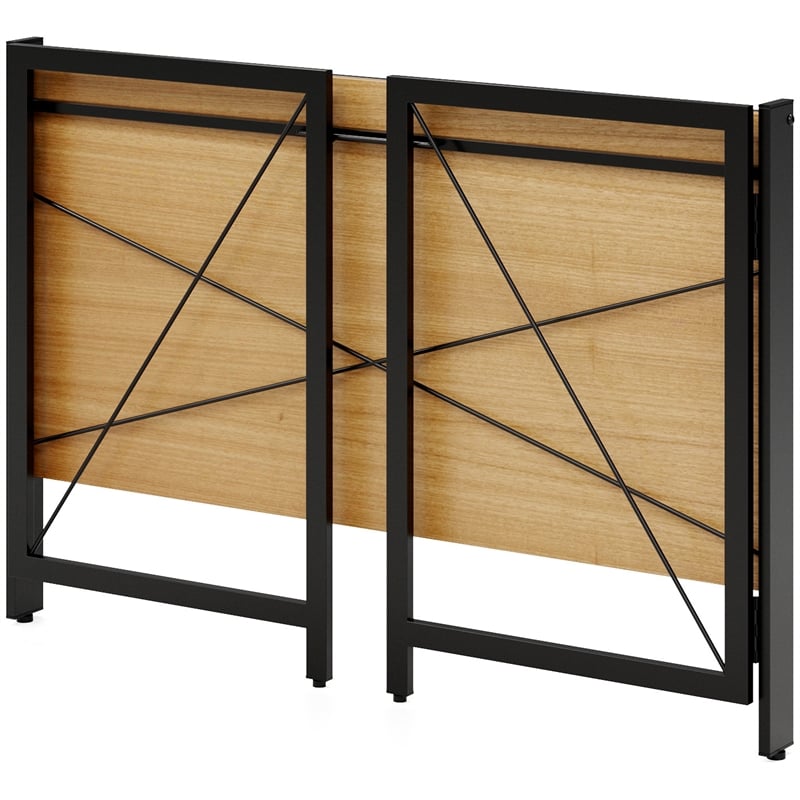 Space Solutions 43 inch Metal Folding Home Office Desk Black/Teak