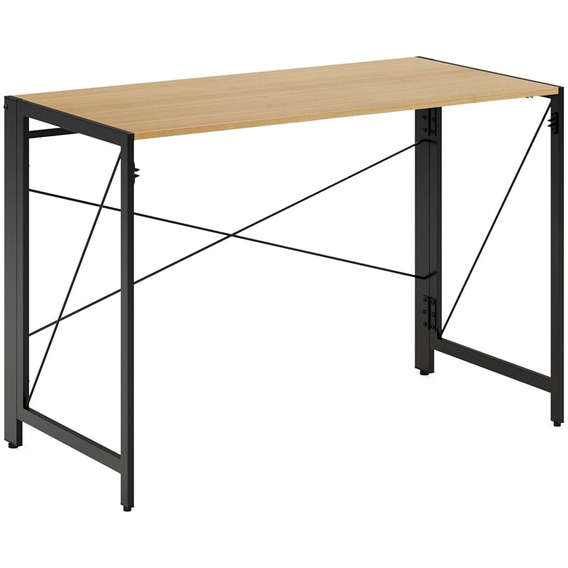 Space Solutions 43 inch Metal Folding Home Office Desk Black/Teak