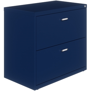hirsh home office style lateral metal file cabinet 30 in. wide 2 drawer - navy