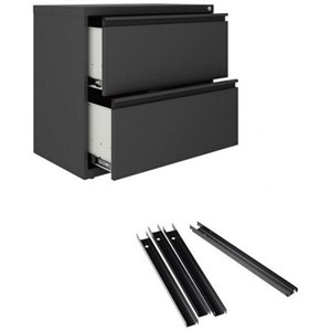 Hirsh 30&quotW 2 Drawer Metal Lateral Cabinet Set Charcoal with Front to Back Rails