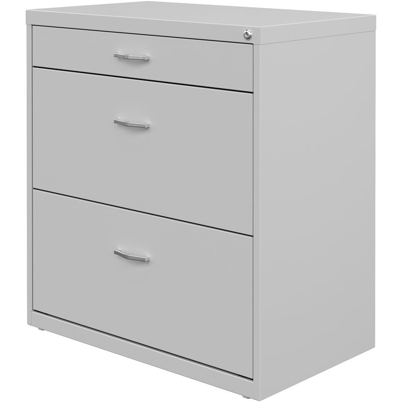 Space Solutions 30" W Metal 3 Drawer Home Office File Silver