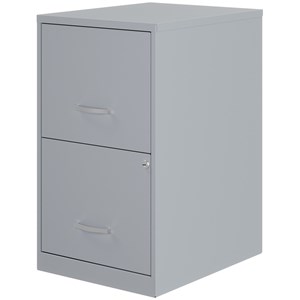 Space Solutions 18&quotD 2 Drawer Metal File Cabinet -  Gray/Platinum