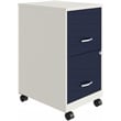 Space Solutions 18&quot 2 Drawer Mobile Metal Vertical File Cabinet - White/Navy