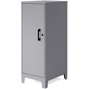 Space Solutions 42.5&quotH 3 Shelf Metal Storage Locker Cabinet Arctic Silver