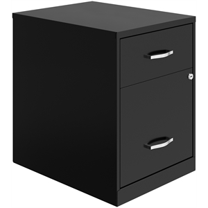 Space Solutions 18&quotD 2 Drawer Vertical Metal File Cabinet - Black