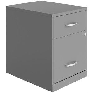 Space Solutions 18&quotD 2 Drawer Vertical Metal File Cabinet - Arctic Silver