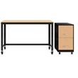 Space Solutions Home Office Metal Desk and Storage Set - Black / Maple