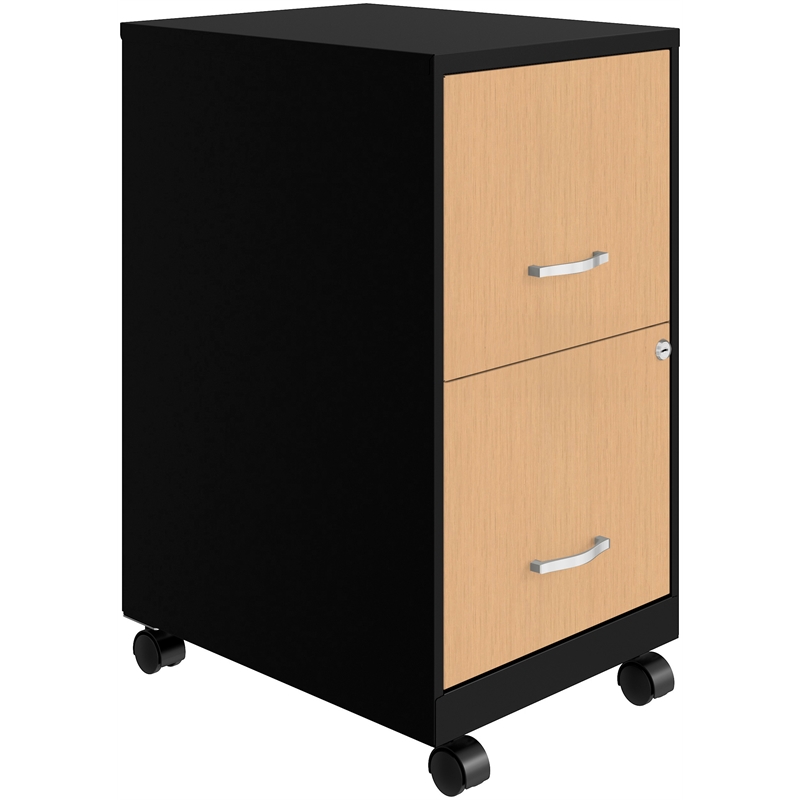Space Solutions Home Office Metal Desk and Storage Set - Black / Maple