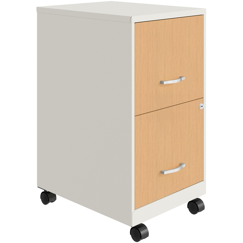 Space Solutions Home Office Metal Desk and Storage Set -  White / Maple