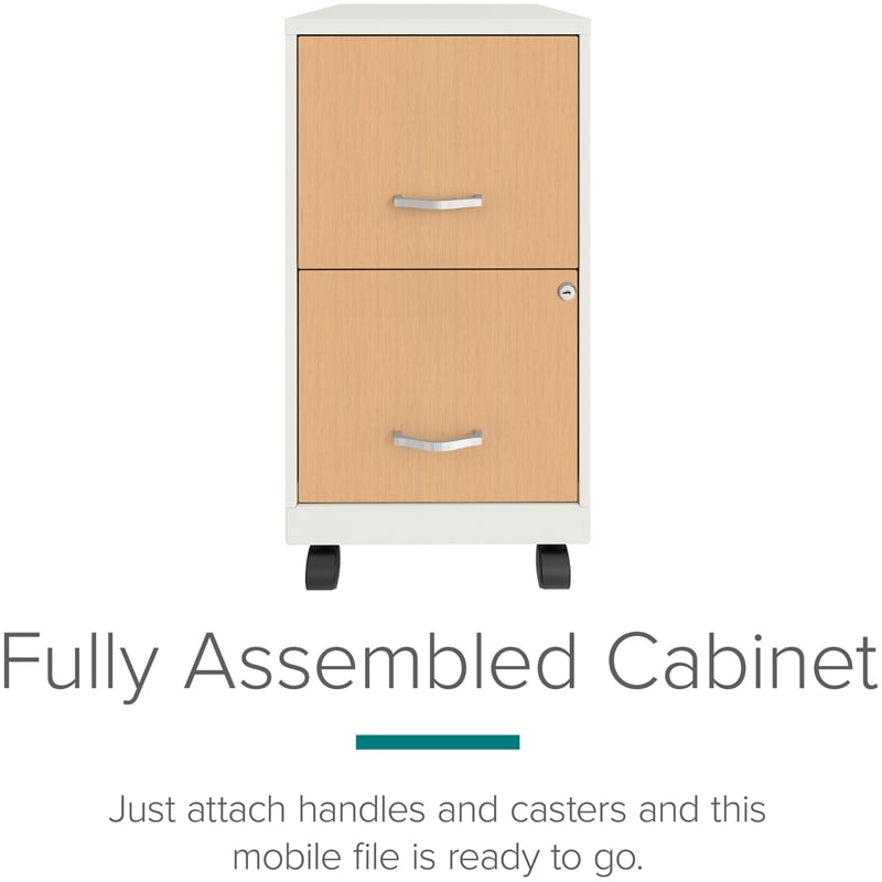 Space Solutions Home Office Metal Desk and Storage Set -  White / Maple