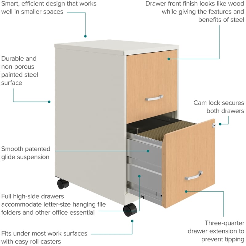Space Solutions Home Office Metal Desk and Storage Set -  White / Maple