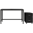 Space Solutions Home Office Metal Desk and Storage Set -  Black