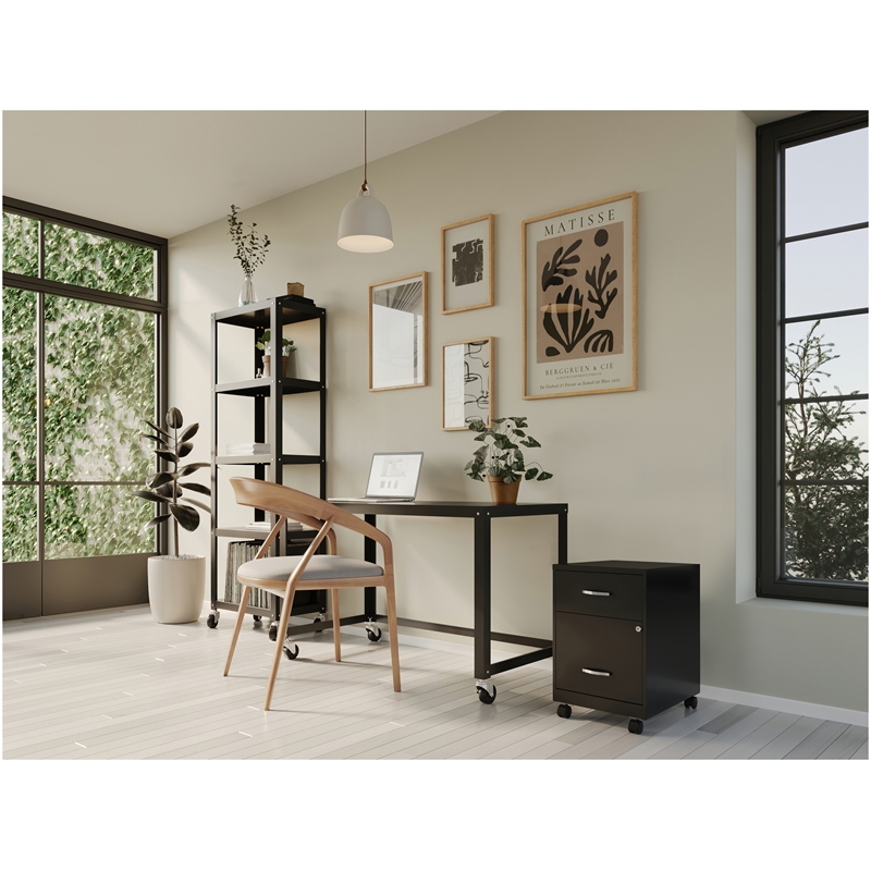 Space Solutions Home Office Metal Desk and Storage Set -  Black